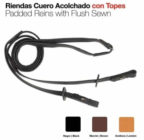 RIENDAS CUERO ACOLCHADO CON TOPES