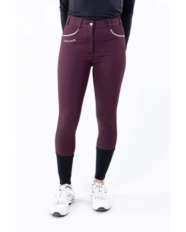 Pantalon harcour Jaltika  de montar con sistema grip rodilla (Berenjena)